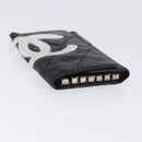 CHANEL Wallet Leather 3 Set Black CC Auth bs36923-6