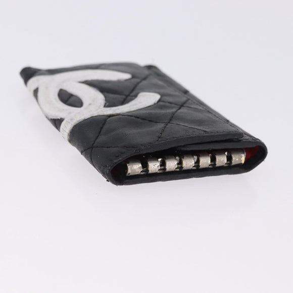 CHANEL Wallet Leather 3 Set Black CC Auth bs36923