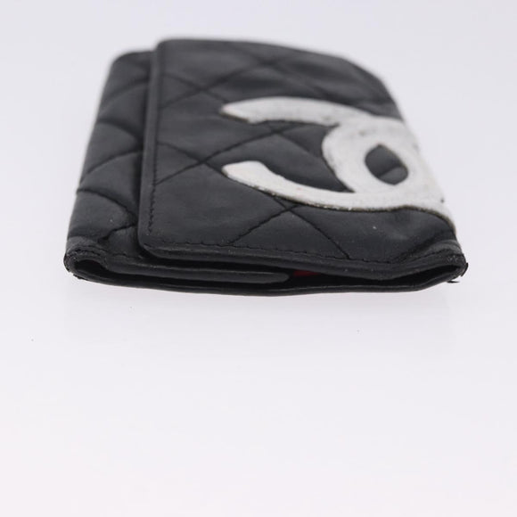 CHANEL Wallet Leather 3 Set Black CC Auth bs36923