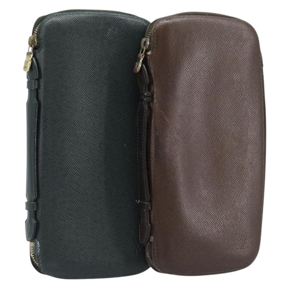 LOUIS VUITTON Taiga Organizer Atoll Travel Case 2 Set Brown Epicea Auth bs36926