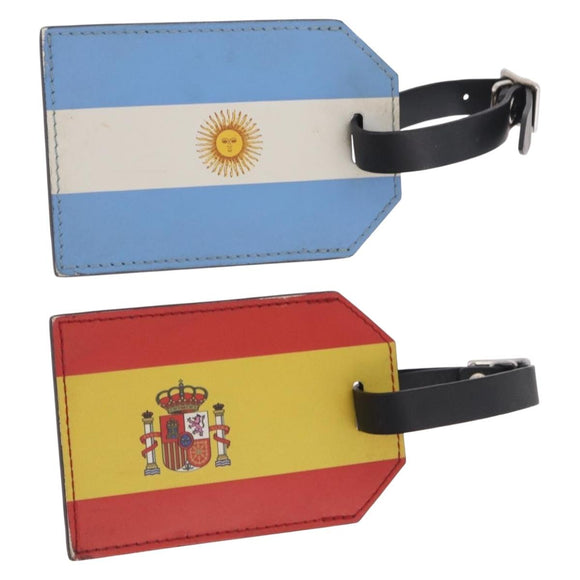 LOUIS VUITTON Porto Address Charm Leather 2 Set Red Blue LV Auth bs36927