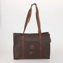 CELINE Macadam Canvas Shoulder Bag PVC Leather 3 Set Brown Auth bs36930-2