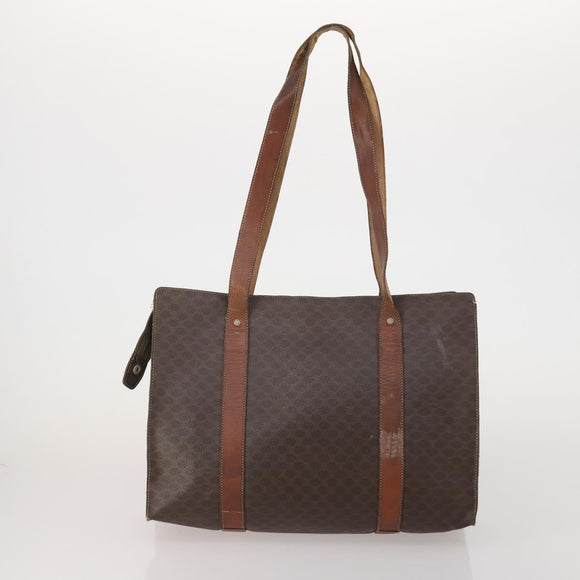 CELINE Macadam Canvas Shoulder Bag PVC Leather 3 Set Brown Auth bs36930