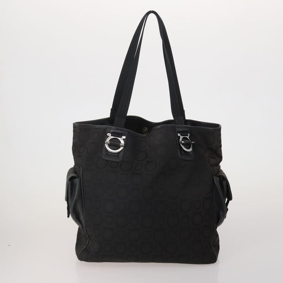 Salvatore Ferragamo Shoulder Bag Nylon Canvas Felt 4 Set Black Auth bs36931