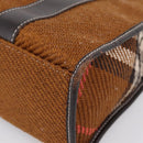 BURBERRY Nova Check Blue Label Hand Bag Wool Brown Gold Auth bs36933-12