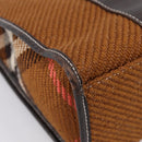 BURBERRY Nova Check Blue Label Hand Bag Wool Brown Gold Auth bs36933-13