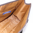 BURBERRY Nova Check Blue Label Hand Bag Wool Brown Gold Auth bs36933-16