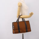 BURBERRY Nova Check Blue Label Hand Bag Wool Brown Gold Auth bs36933-19