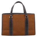 BURBERRY Nova Check Blue Label Hand Bag Wool Brown Gold Auth bs36933-2