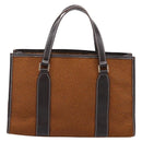BURBERRY Nova Check Blue Label Hand Bag Wool Brown Gold Auth bs36933-3