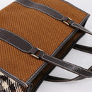 BURBERRY Nova Check Blue Label Hand Bag Wool Brown Gold Auth bs36933-6