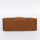 BURBERRY Nova Check Blue Label Hand Bag Wool Brown Gold Auth bs36933-9