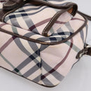 BURBERRY Nova Check Blue Label Shoulder Bag Canvas Beige Silver Auth bs36934-9