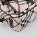 BURBERRY Nova Check Blue Label Shoulder Bag Canvas Beige Silver Auth bs36934-14