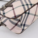 BURBERRY Nova Check Blue Label Shoulder Bag Canvas Beige Silver Auth bs36934-16