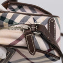 BURBERRY Nova Check Blue Label Shoulder Bag Canvas Beige Silver Auth bs36934-10