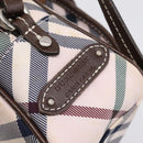 BURBERRY Nova Check Blue Label Shoulder Bag Canvas Beige Silver Auth bs36934-17