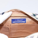 BURBERRY Nova Check Blue Label Shoulder Bag Canvas Beige Silver Auth bs36934-18