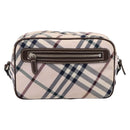 BURBERRY Nova Check Blue Label Shoulder Bag Canvas Beige Silver Auth bs36934-2