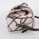BURBERRY Nova Check Blue Label Shoulder Bag Canvas Beige Silver Auth bs36934-4