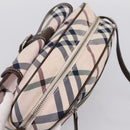 BURBERRY Nova Check Blue Label Shoulder Bag Canvas Beige Silver Auth bs36934-6