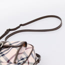 BURBERRY Nova Check Blue Label Shoulder Bag Canvas Beige Silver Auth bs36934-8