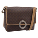 CELINE Macadam Canvas Shoulder Bag PVC Leather Brown Gold Auth bs36938-1