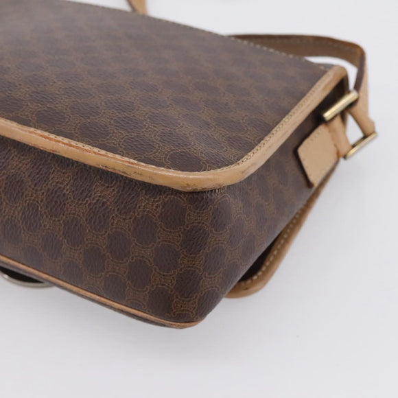 CELINE Macadam Canvas Shoulder Bag PVC Leather Brown Gold Auth bs36938