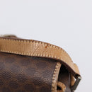 CELINE Macadam Canvas Shoulder Bag PVC Leather Brown Gold Auth bs36938-9