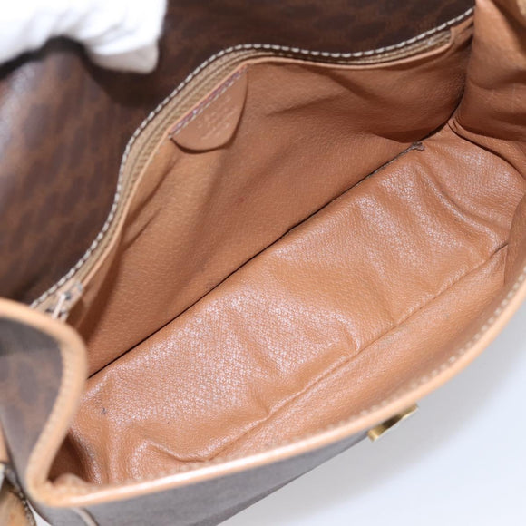 CELINE Macadam Canvas Shoulder Bag PVC Leather Brown Gold Auth bs36938