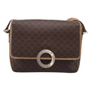 CELINE Macadam Canvas Shoulder Bag PVC Leather Brown Gold Auth bs36938-13