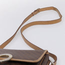 CELINE Macadam Canvas Shoulder Bag PVC Leather Brown Gold Auth bs36938-14