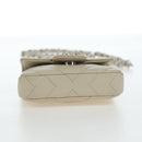 CHANEL V-stitch Classic Mini Chain Bag Lamb Skin Beige Silver CC Auth bs36939M-13