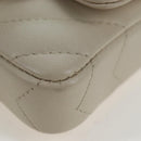 CHANEL V-stitch Classic Mini Chain Bag Lamb Skin Beige Silver CC Auth bs36939M-15