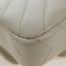 CHANEL V-stitch Classic Mini Chain Bag Lamb Skin Beige Silver CC Auth bs36939M-16