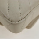 CHANEL V-stitch Classic Mini Chain Bag Lamb Skin Beige Silver CC Auth bs36939M-17