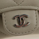 CHANEL V-stitch Classic Mini Chain Bag Lamb Skin Beige Silver CC Auth bs36939M-18