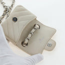 CHANEL V-stitch Classic Mini Chain Bag Lamb Skin Beige Silver CC Auth bs36939M-19