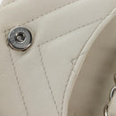 CHANEL V-stitch Classic Mini Chain Bag Lamb Skin Beige Silver CC Auth bs36939M-20
