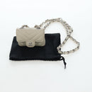 CHANEL V-stitch Classic Mini Chain Bag Lamb Skin Beige Silver CC Auth bs36939M-27