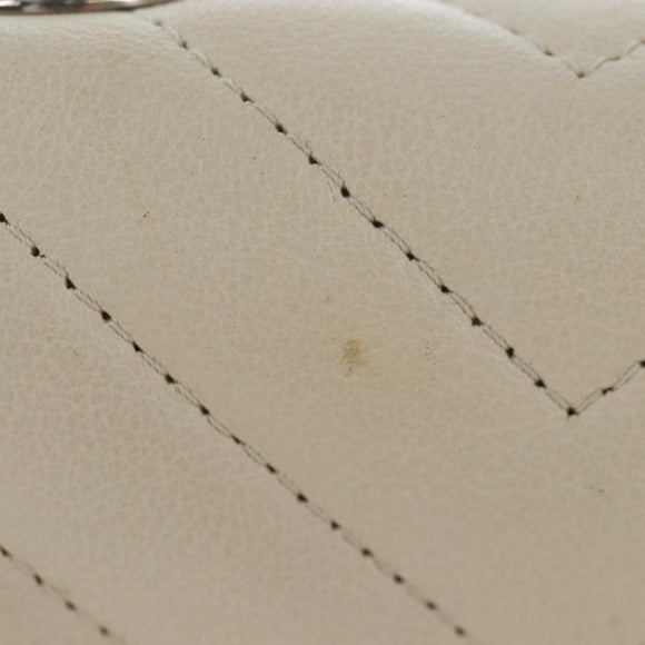 CHANEL V-stitch Classic Mini Chain Bag Lamb Skin Beige Silver CC Auth bs36939M