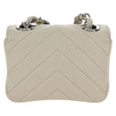 CHANEL V-stitch Classic Mini Chain Bag Lamb Skin Beige Silver CC Auth bs36939M-4