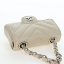 CHANEL V-stitch Classic Mini Chain Bag Lamb Skin Beige Silver CC Auth bs36939M-7