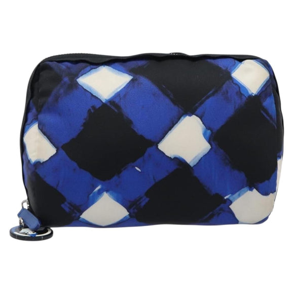 CHANEL Clutch Bag Nylon Blue Silver CC Auth bs36940V