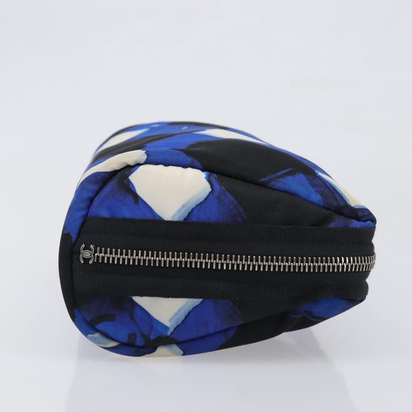 CHANEL Clutch Bag Nylon Blue Silver CC Auth bs36940V