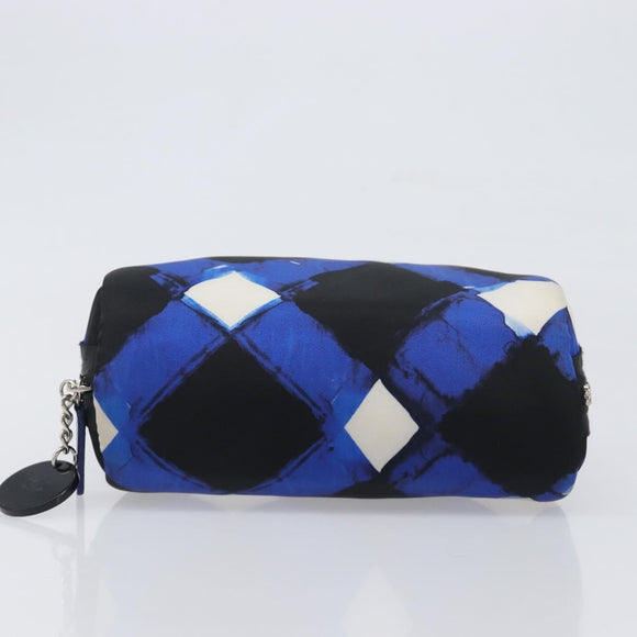 CHANEL Clutch Bag Nylon Blue Silver CC Auth bs36940V
