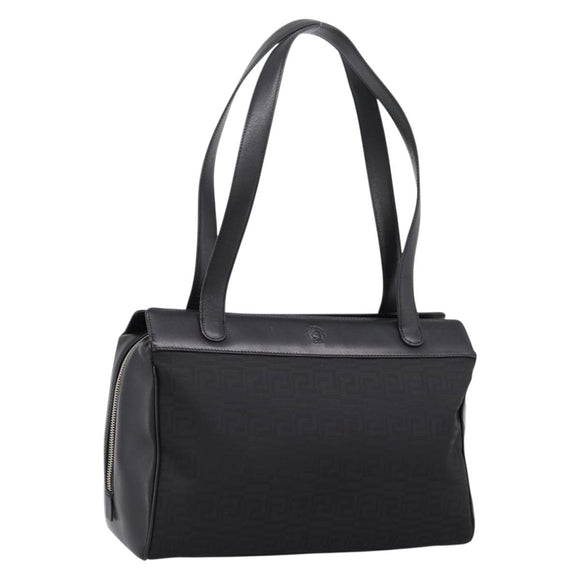 Gianni Versace Tote Bag Canvas Black Silver Auth bs36941