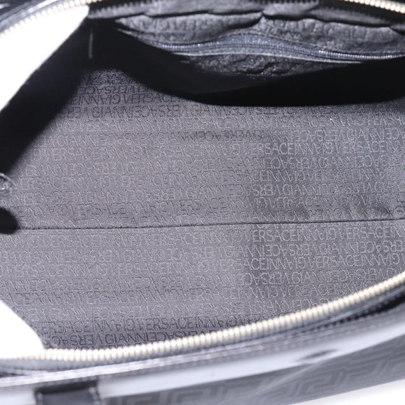 Gianni Versace Tote Bag Canvas Black Silver Auth bs36941