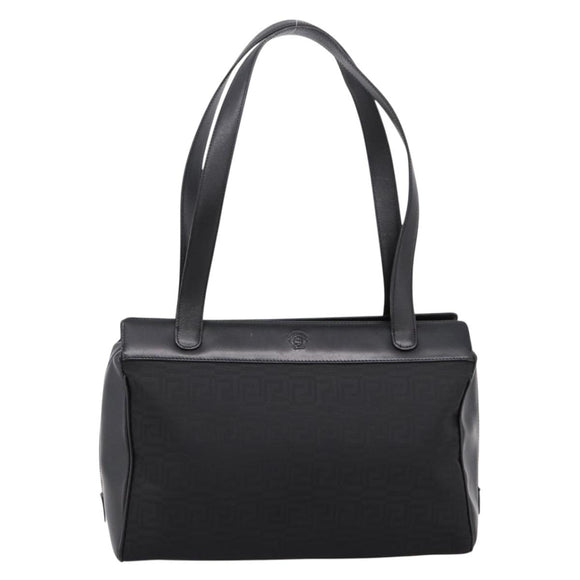 Gianni Versace Tote Bag Canvas Black Silver Auth bs36941