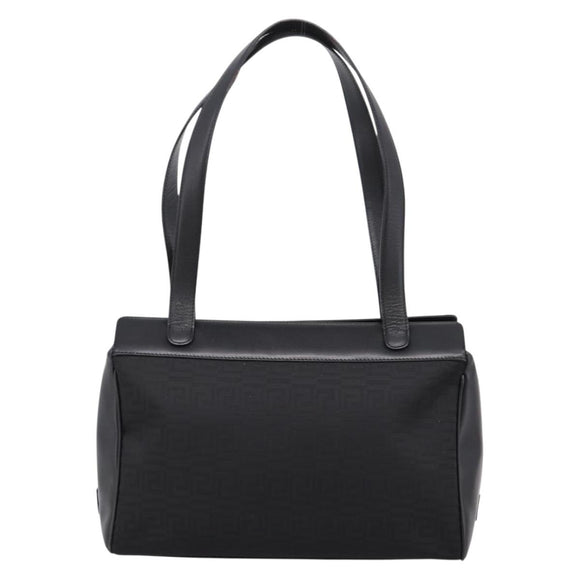 Gianni Versace Tote Bag Canvas Black Silver Auth bs36941
